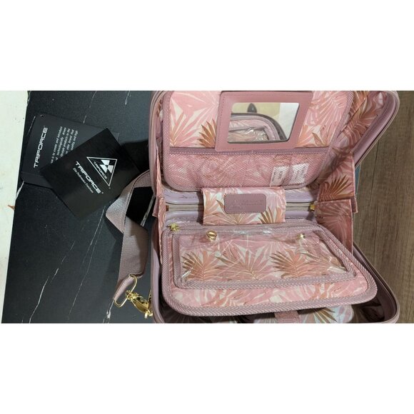Triforce Firenze Rose Gold Diamond Pattern Hard Shell Travel Vanity Bag 12" - Picture 11 of 16
